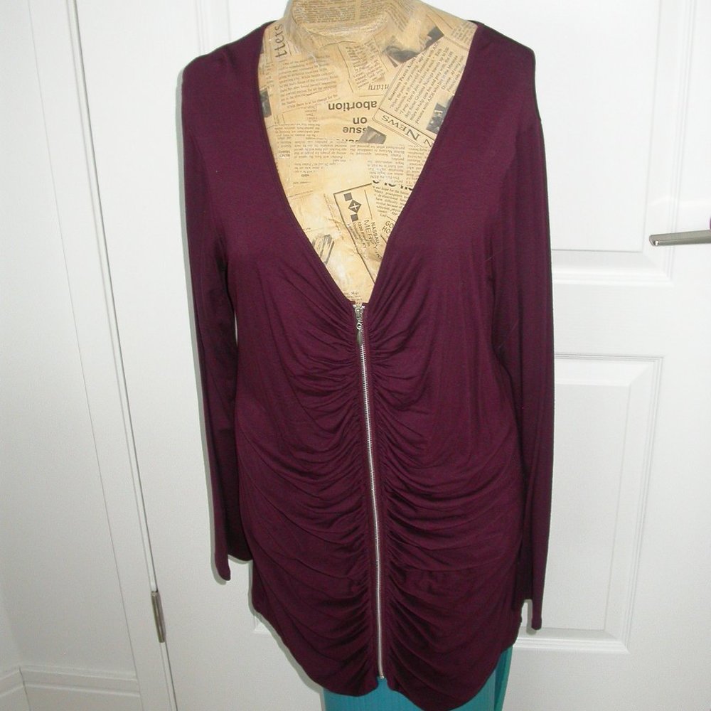 Burgundy  Rauched Deep V-Neck Tunic